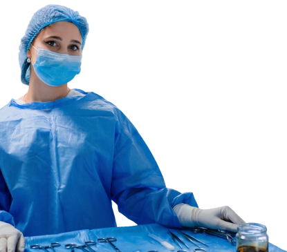Sterile processing technician preparing surgical tools.