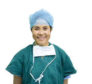 smiling woman surgeon in operating room
