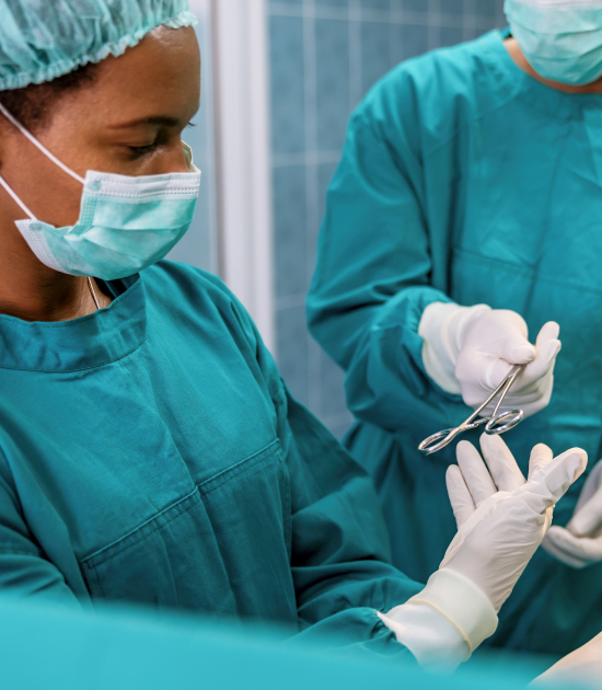 healthcare professional handling medical tools